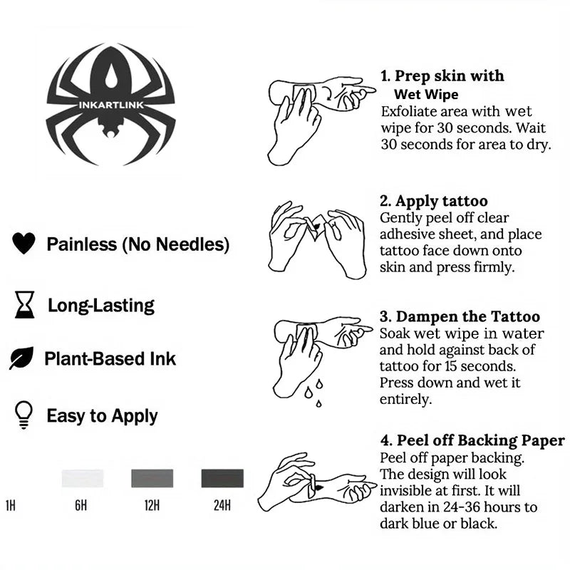 INKARTLINK Realistic Flower Geometry Totem Tattoo Stickers Waterproof Temporary Tattoo Color Holding for 1-2 Weeks