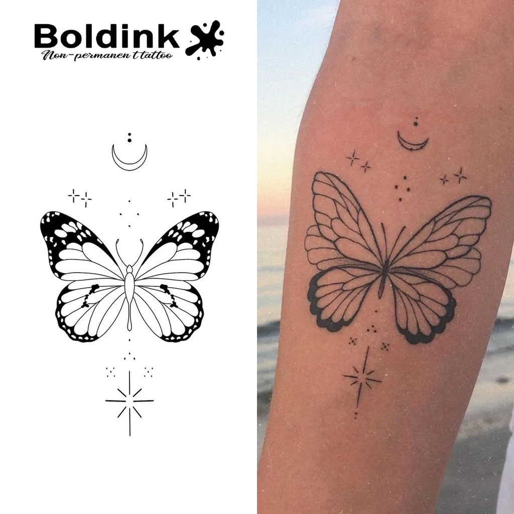 Butterfly Temporary Tattoo,Lasts To 15 Days New Technology Magic Waterproof Semi Permanent Sticker.