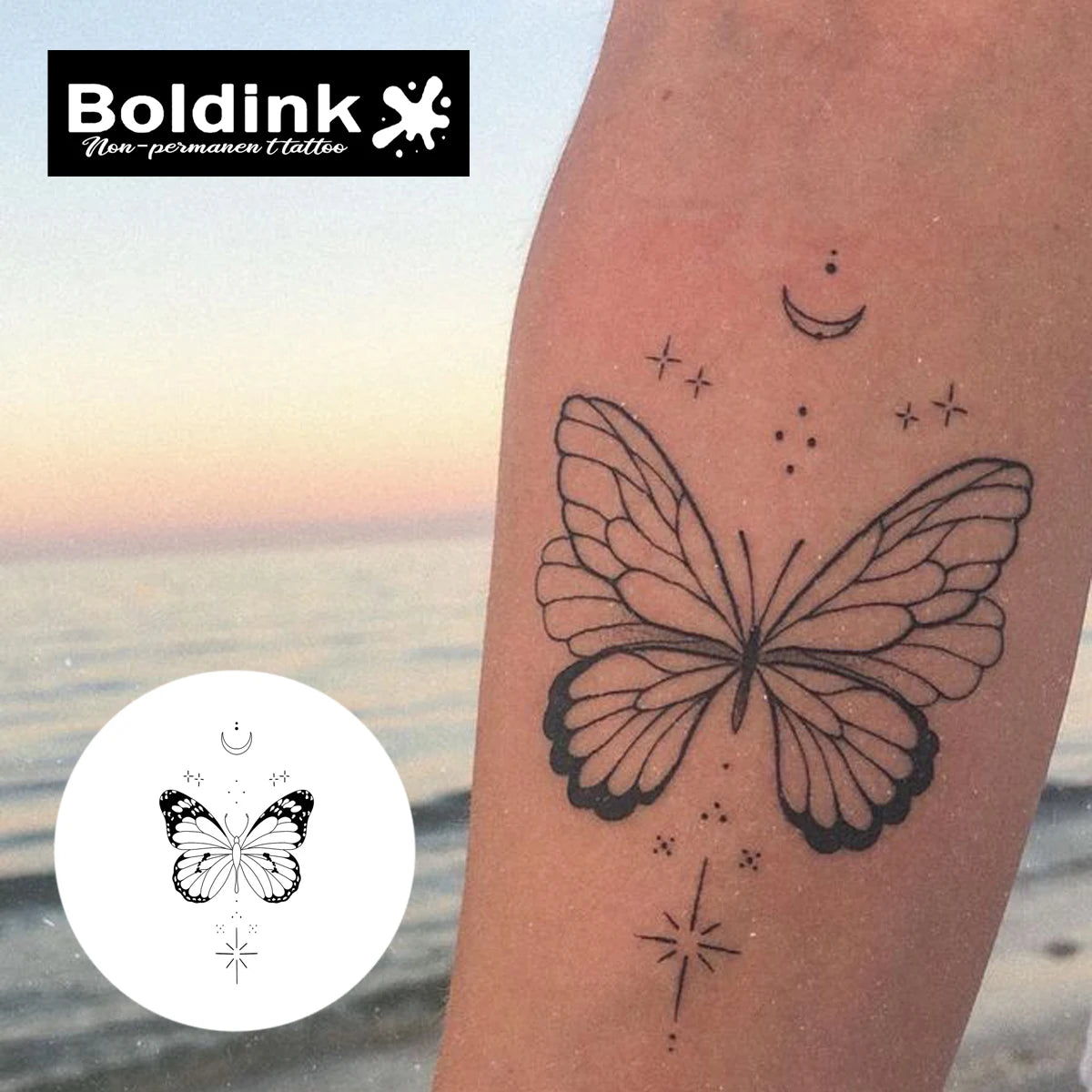 Butterfly Temporary Tattoo,Lasts To 15 Days New Technology Magic Waterproof Semi Permanent Sticker.