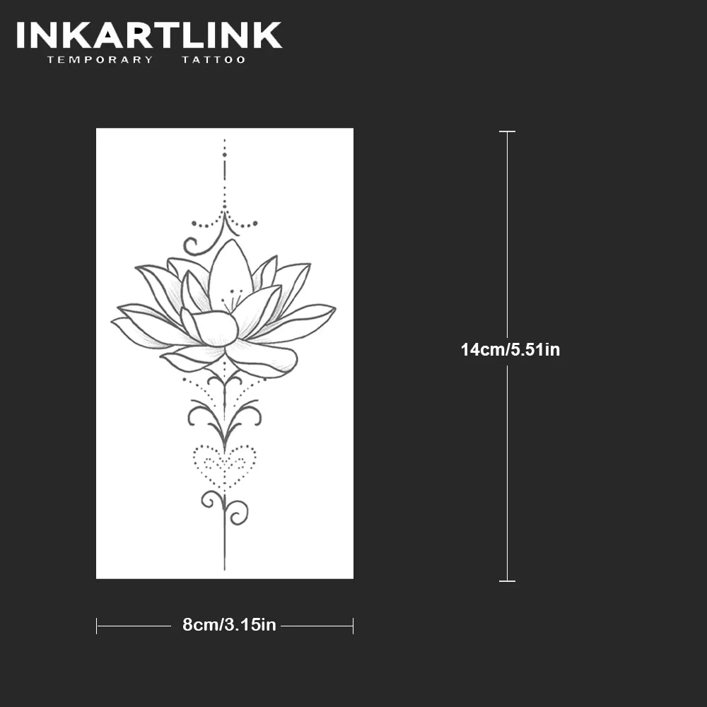 Lotus Heart Temporary Tattoo,Lasts To 15 Days New Technology Magic Waterproof Semi Permanent Sticker