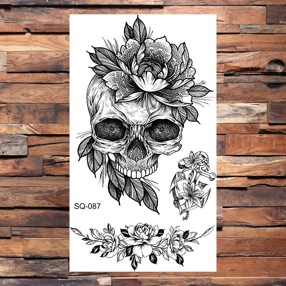 Black Lips Temporary Tattoos For Women Men Realistic Eye Skull Planet String Fake Tattoo Sticker Hand Body Tatoos Hot Sale Small