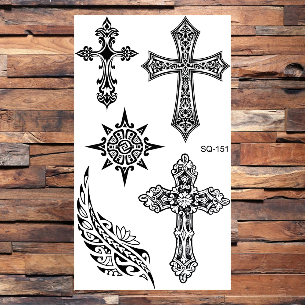 Black Lips Temporary Tattoos For Women Men Realistic Eye Skull Planet String Fake Tattoo Sticker Hand Body Tatoos Hot Sale Small