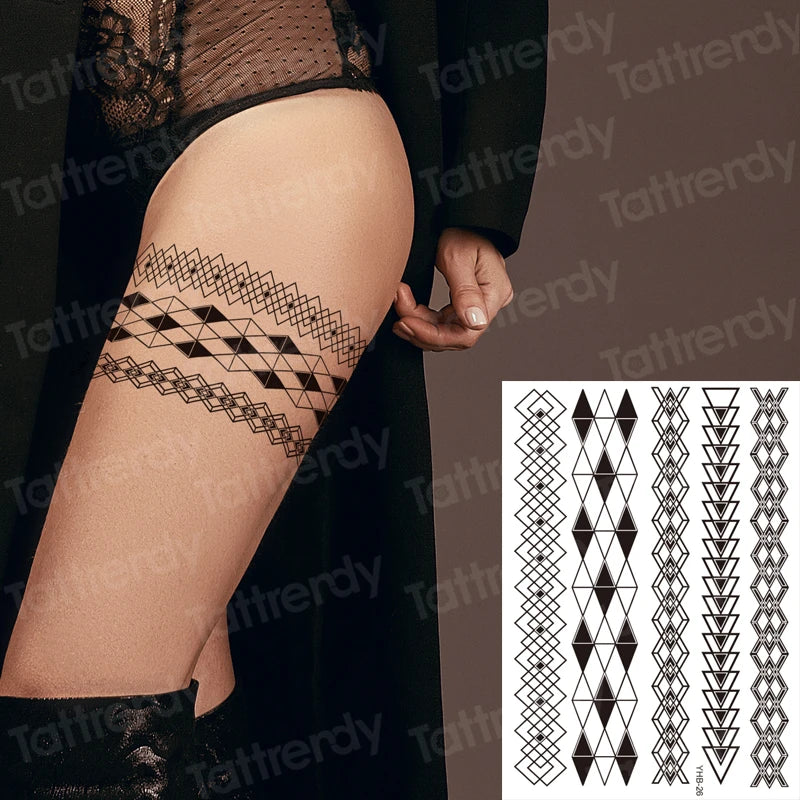 sexy tatoo for women temperary tattoo leg stocking black henna lace tattoo sticker girl water fake tatoo decal big size body art