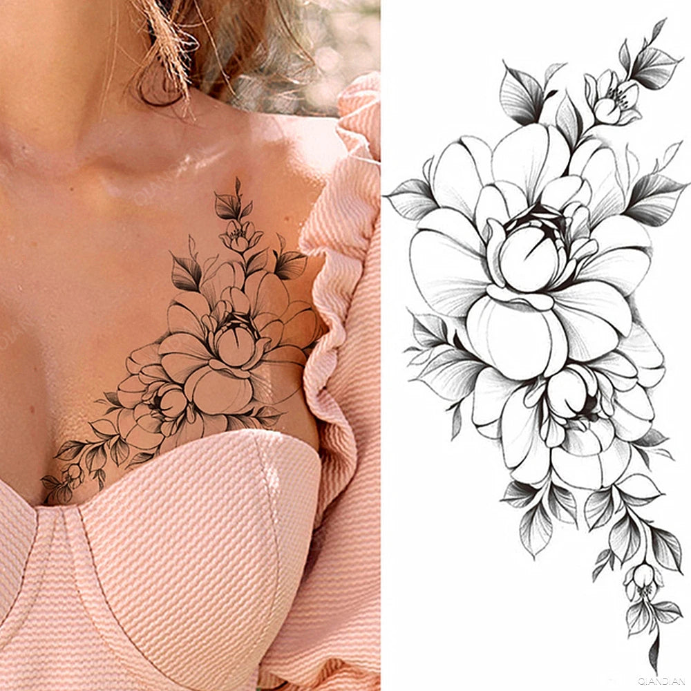 Watercolor Arm Letter Temporary Tattoos Sleeve English Word Lip Print Feather Decorate Realistic Fake Body Women Totem Sticker