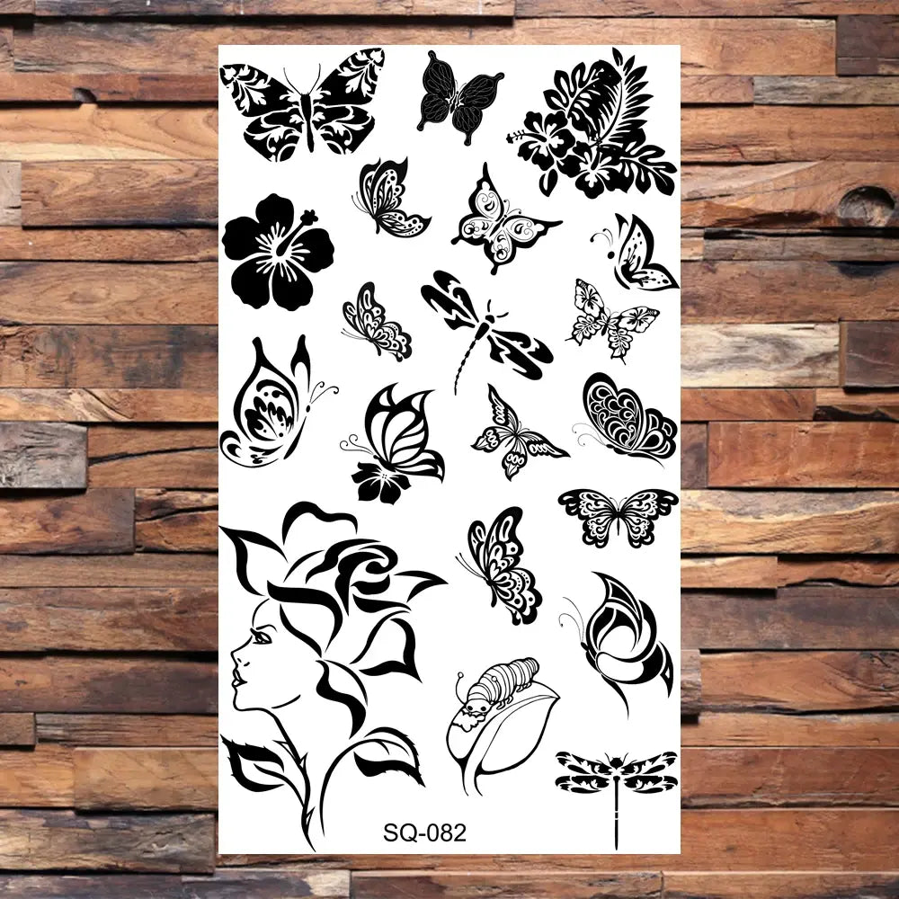 Black Lips Temporary Tattoos For Women Men Realistic Eye Skull Planet String Fake Tattoo Sticker Hand Body Tatoos Hot Sale Small
