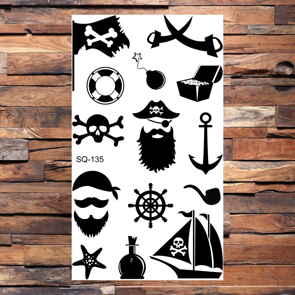 Black Lips Temporary Tattoos For Women Men Realistic Eye Skull Planet String Fake Tattoo Sticker Hand Body Tatoos Hot Sale Small