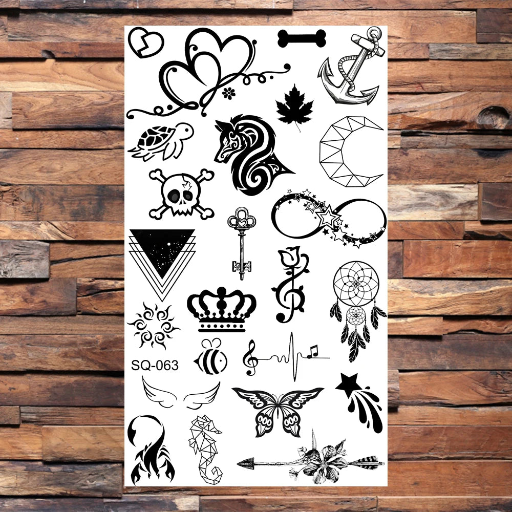 Black Lips Temporary Tattoos For Women Men Realistic Eye Skull Planet String Fake Tattoo Sticker Hand Body Tatoos Hot Sale Small