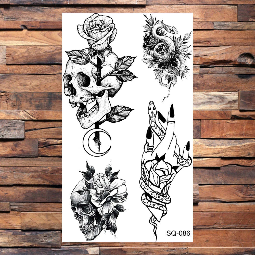 Black Lips Temporary Tattoos For Women Men Realistic Eye Skull Planet String Fake Tattoo Sticker Hand Body Tatoos Hot Sale Small