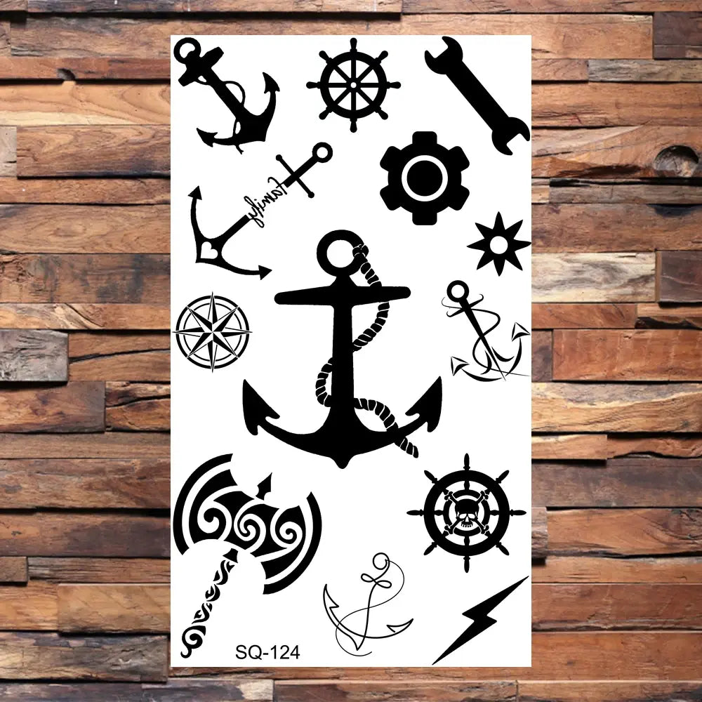 Black Lips Temporary Tattoos For Women Men Realistic Eye Skull Planet String Fake Tattoo Sticker Hand Body Tatoos Hot Sale Small