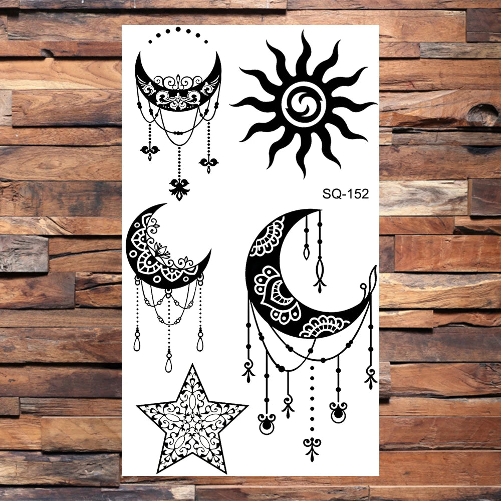 Black Lips Temporary Tattoos For Women Men Realistic Eye Skull Planet String Fake Tattoo Sticker Hand Body Tatoos Hot Sale Small
