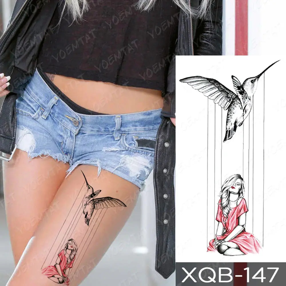 Waterproof Temporary Tattoo Sticker FLowers Dream Catcher Flash Tattoos Flowers Bird Rose Body Art Arm Fake Sleeve Tatoo Women