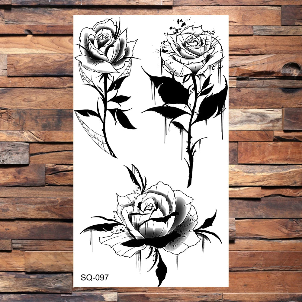 Black Lips Temporary Tattoos For Women Men Realistic Eye Skull Planet String Fake Tattoo Sticker Hand Body Tatoos Hot Sale Small
