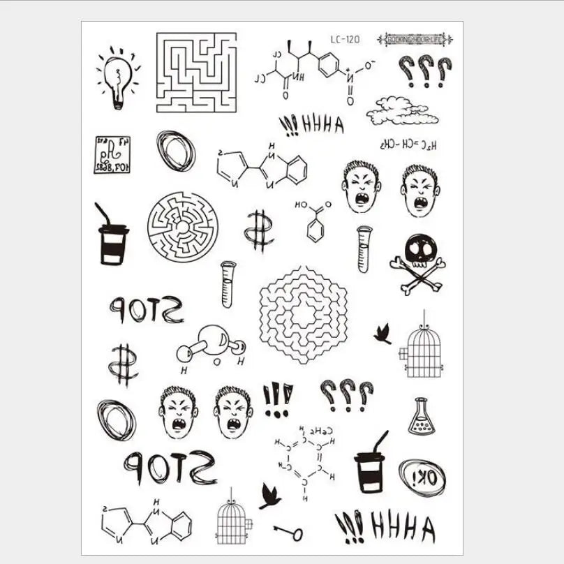 Waterproof Temporary Tattoos For Men Fake Sticker Sleeve Body Art Face Back Bull Skull Eye Animal Stuff Transfer Stickers T1886