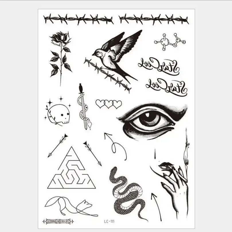 Waterproof Temporary Tattoos For Men Fake Sticker Sleeve Body Art Face Back Bull Skull Eye Animal Stuff Transfer Stickers T1886