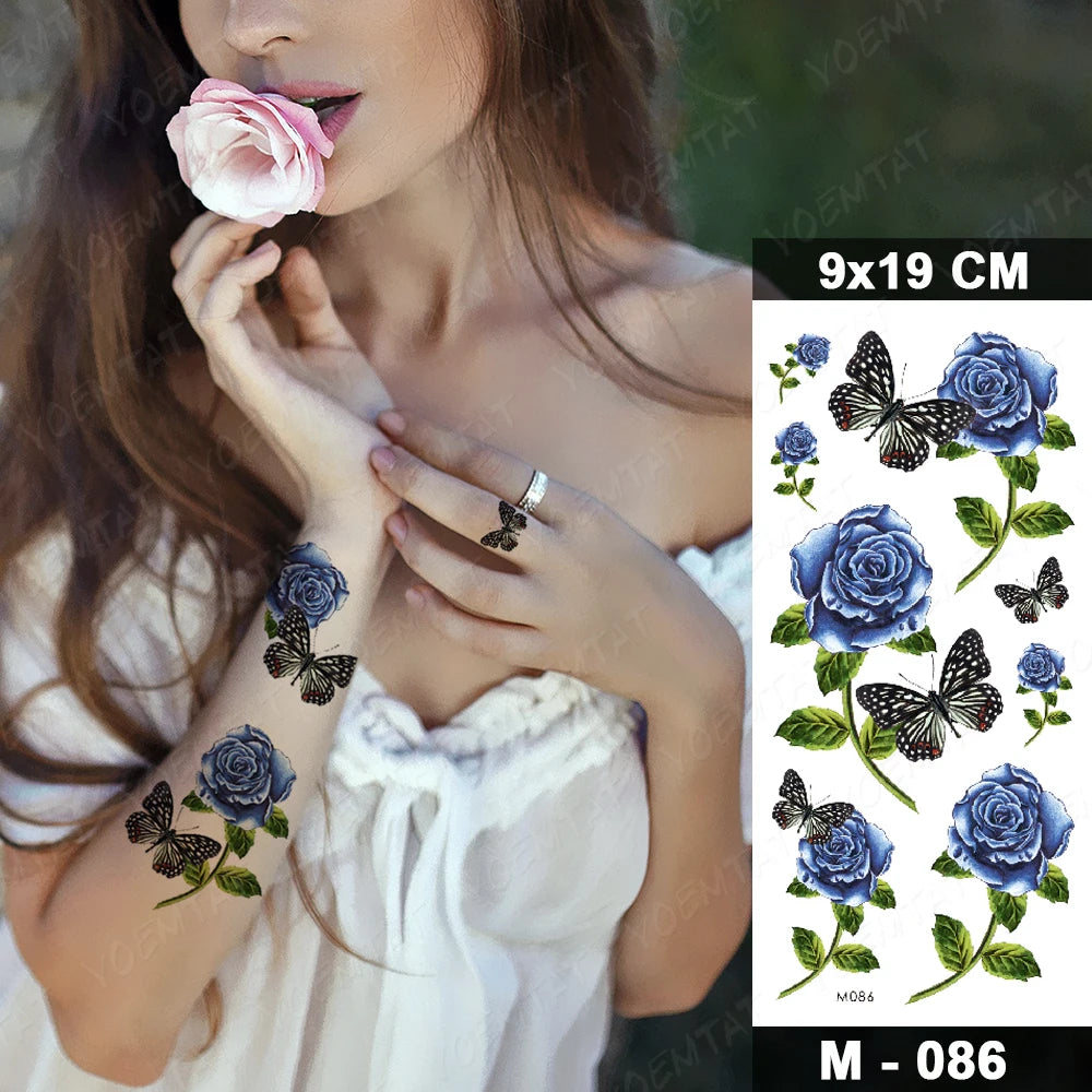 Waterproof Temporary Tattoo Sticker 3D Feather Butterfly Flash Tatoo Wrist shoulder leg Fake Tatto For Body Art Women Girl