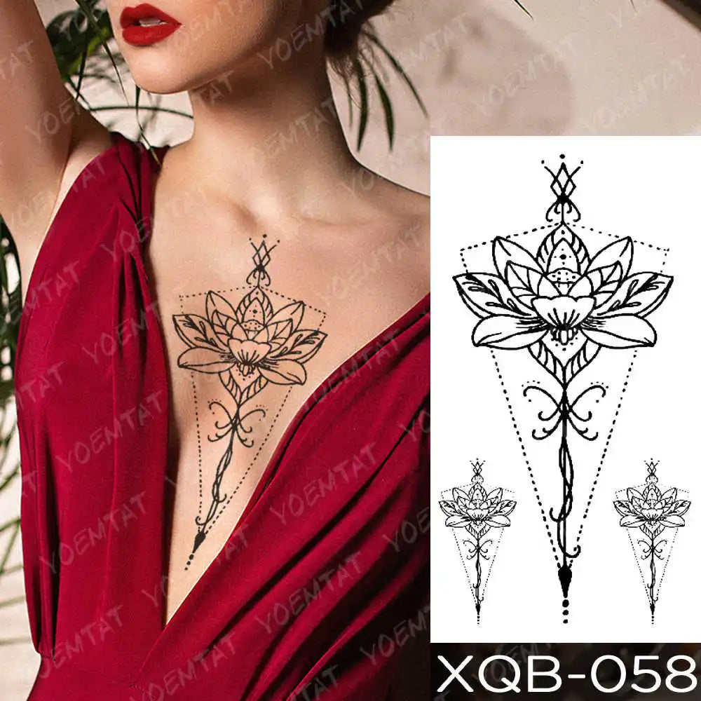 Waterproof Temporary Tattoo Sticker Moon Rose Mandala Lotus Flash Tattoos Lion Fox Flowers Body Art Arm Fake Tatoo Women Men