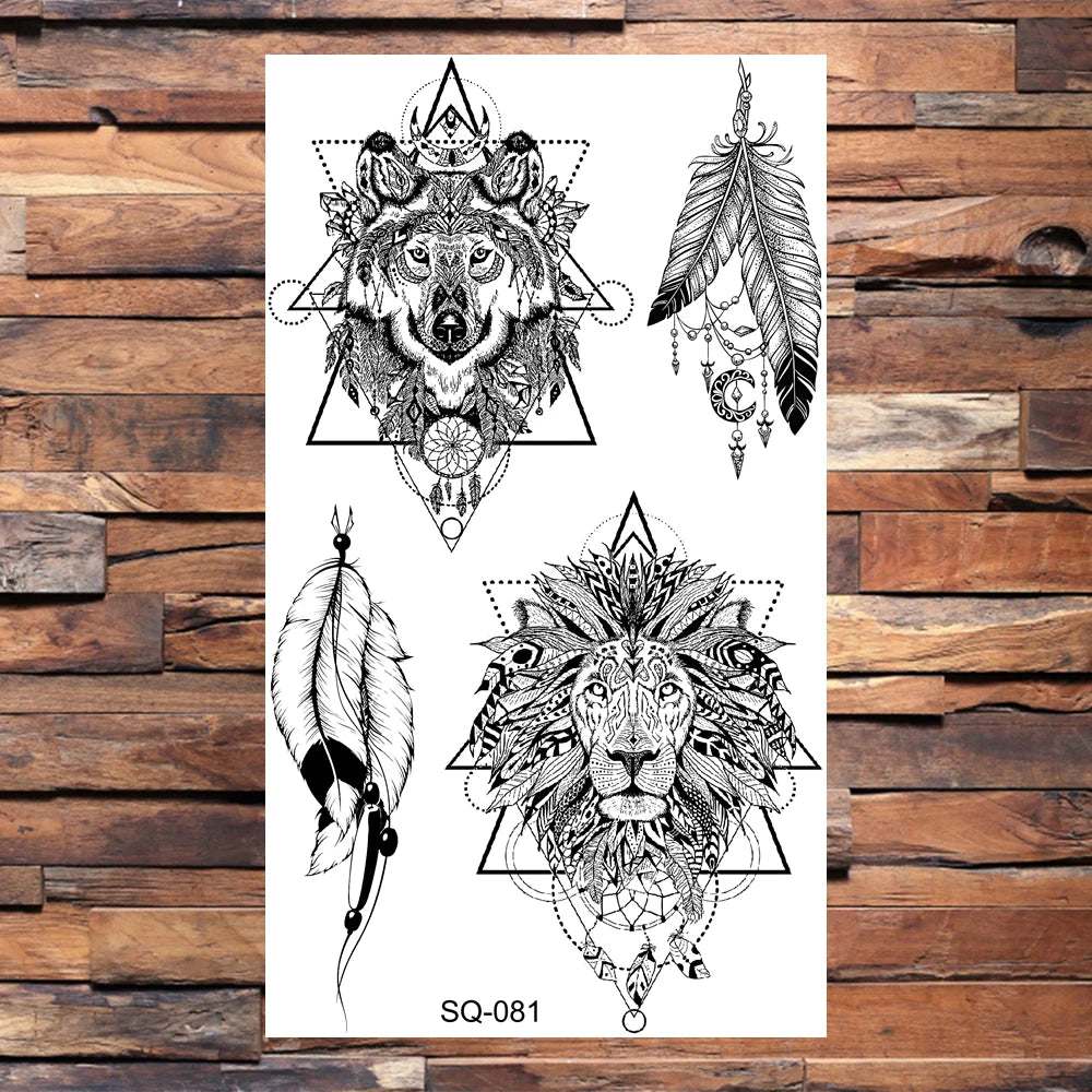 Black Lips Temporary Tattoos For Women Men Realistic Eye Skull Planet String Fake Tattoo Sticker Hand Body Tatoos Hot Sale Small