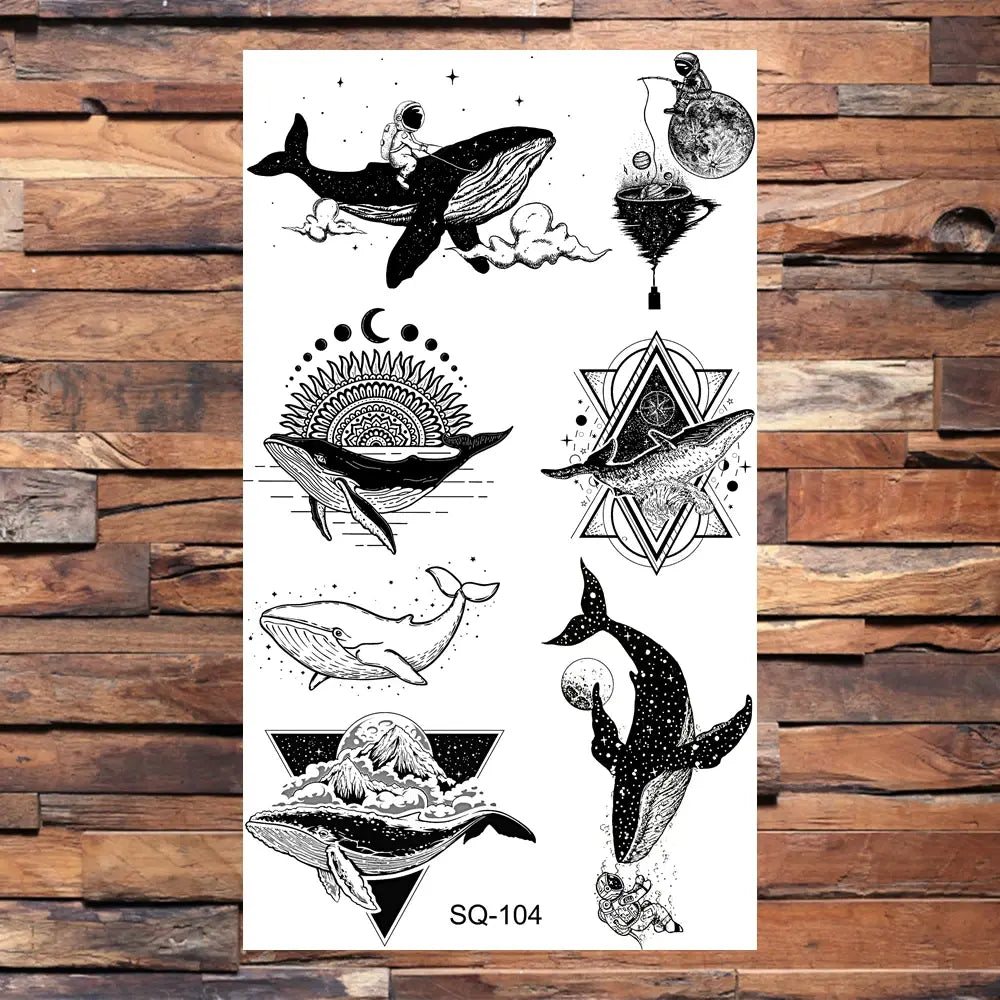Black Lips Temporary Tattoos For Women Men Realistic Eye Skull Planet String Fake Tattoo Sticker Hand Body Tatoos Hot Sale Small