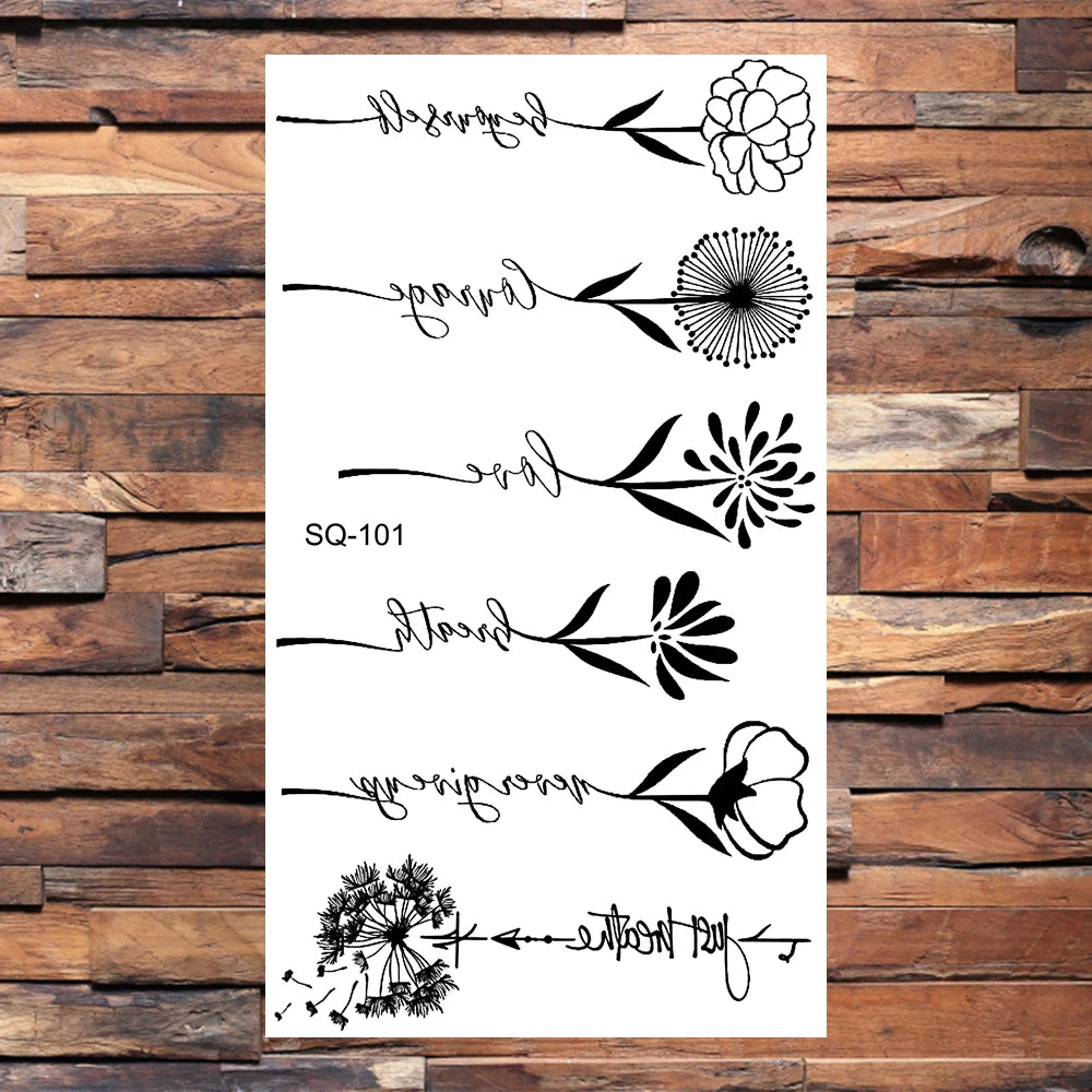 Black Lips Temporary Tattoos For Women Men Realistic Eye Skull Planet String Fake Tattoo Sticker Hand Body Tatoos Hot Sale Small