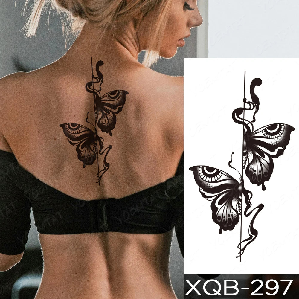 Waterproof Temporary Tattoo Sticker 3D Feather Butterfly Flash Tatoo Wrist shoulder leg Fake Tatto For Body Art Women Girl