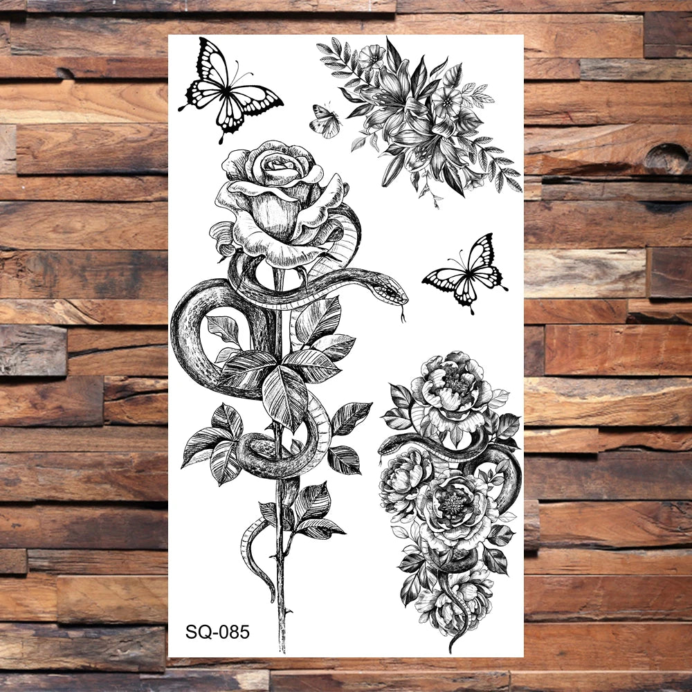 Black Lips Temporary Tattoos For Women Men Realistic Eye Skull Planet String Fake Tattoo Sticker Hand Body Tatoos Hot Sale Small