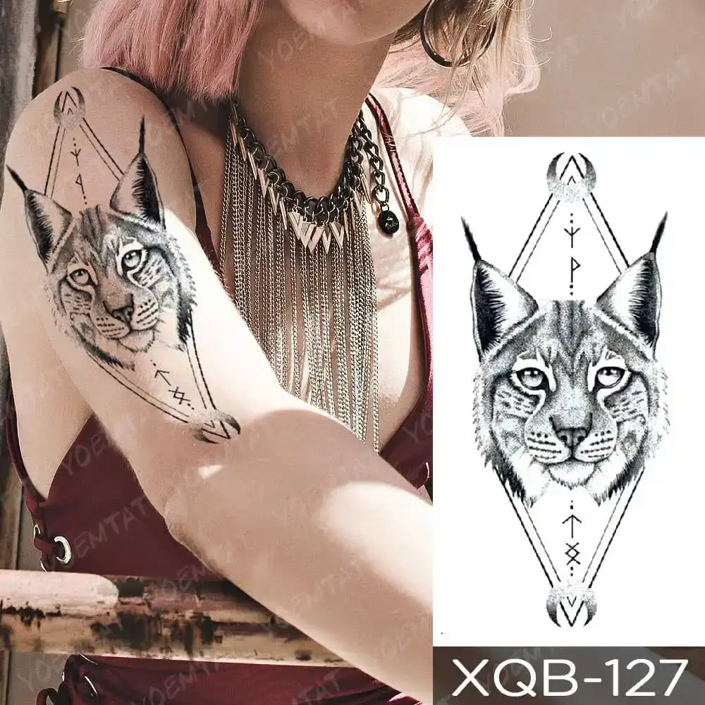 Waterproof Temporary Tattoo Sticker Moon Rose Mandala Lotus Flash Tattoos Lion Fox Flowers Body Art Arm Fake Tatoo Women Men