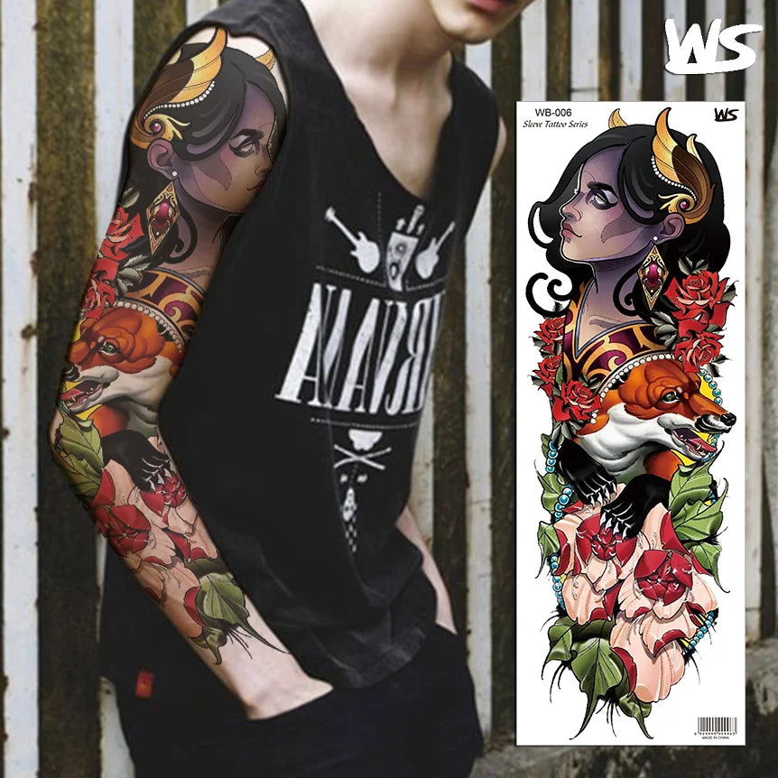 sexy tattoo stockings thigh leg temporary tatoos for women girls body stickers flowers peonies carp fish dragon snake tattoo big