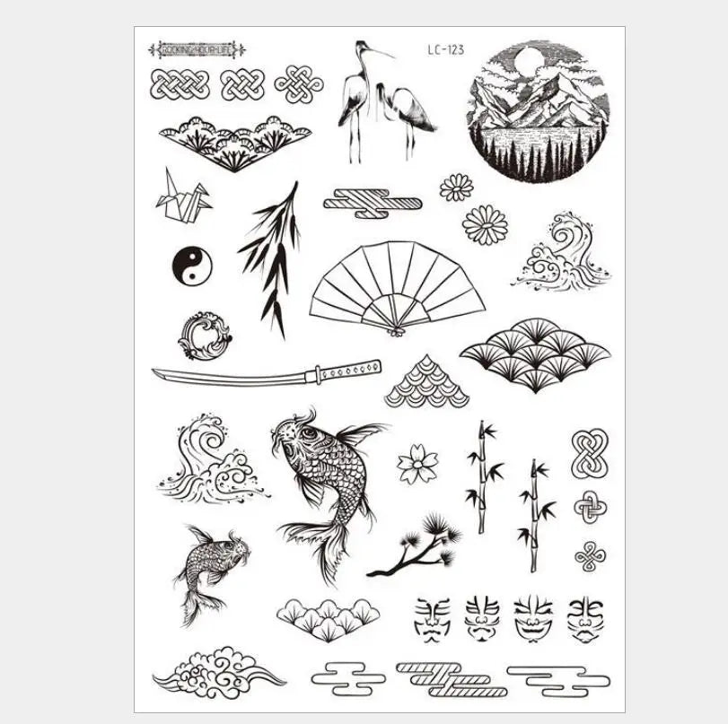 Waterproof Temporary Tattoos For Men Fake Sticker Sleeve Body Art Face Back Bull Skull Eye Animal Stuff Transfer Stickers T1886