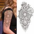 Black Temporary Tattoos Sexy Women Body Arm Art Compass Snake Flower Henna Mandala Waterproof  Character Fake Girl Tatoo Sticker
