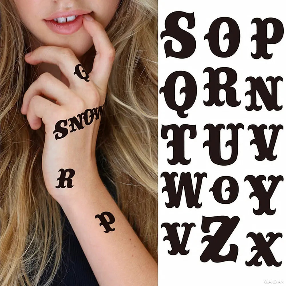 Watercolor Arm Letter Temporary Tattoos Sleeve English Word Lip Print Feather Decorate Realistic Fake Body Women Totem Sticker