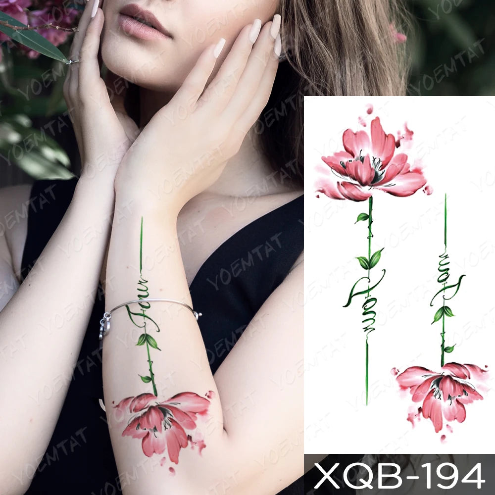 Waterproof Temporary Tattoo Sticker FLowers Dream Catcher Flash Tattoos Flowers Bird Rose Body Art Arm Fake Sleeve Tatoo Women