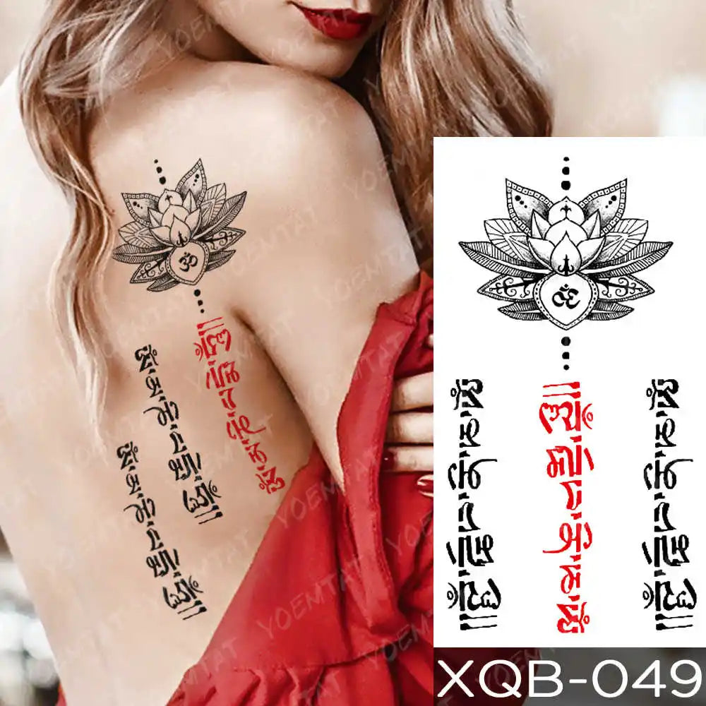 Waterproof Temporary Tattoo Sticker Moon Rose Mandala Lotus Flash Tattoos Lion Fox Flowers Body Art Arm Fake Tatoo Women Men
