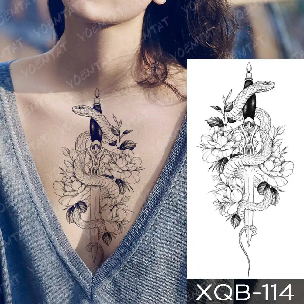 Waterproof Temporary Tattoo Sticker Moon Rose Mandala Lotus Flash Tattoos Lion Fox Flowers Body Art Arm Fake Tatoo Women Men
