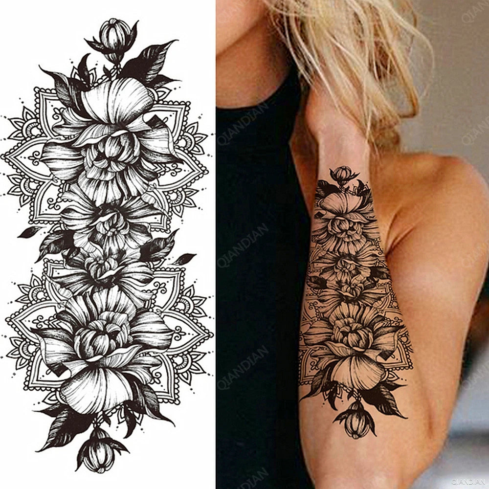 Watercolor Arm Letter Temporary Tattoos Sleeve English Word Lip Print Feather Decorate Realistic Fake Body Women Totem Sticker