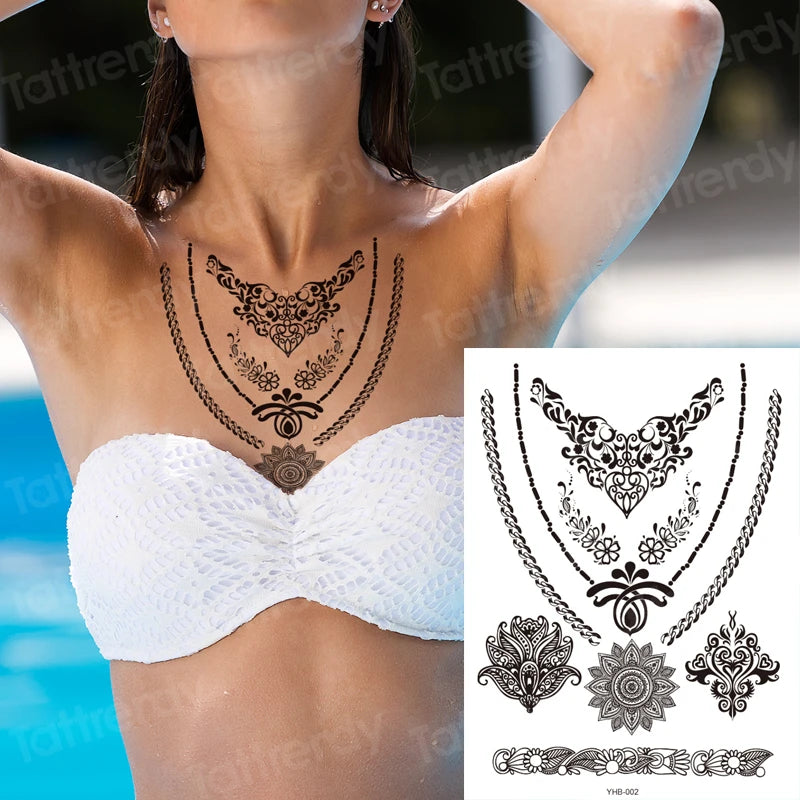 sexy tatoo for women temperary tattoo leg stocking black henna lace tattoo sticker girl water fake tatoo decal big size body art