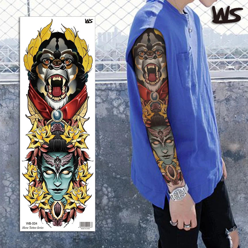 sexy tattoo stockings thigh leg temporary tatoos for women girls body stickers flowers peonies carp fish dragon snake tattoo big