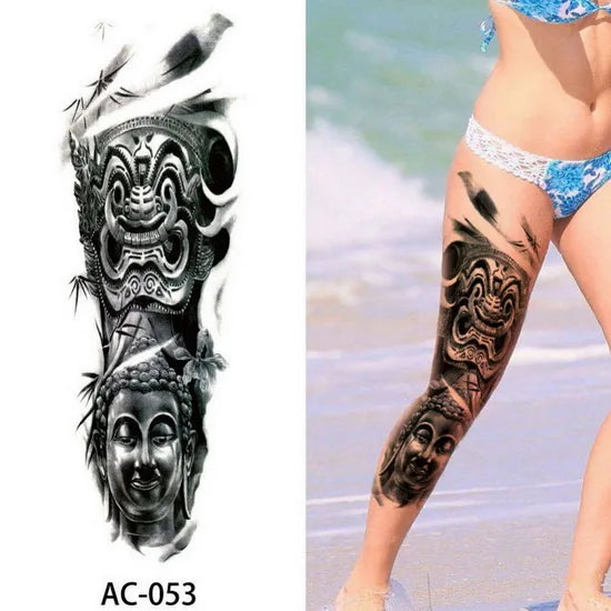 Big Arm Temporary Tattoo Sticker Colorful Peony rose flowers Fake Tattoo Sleeves Flash Tatto Waterproof Body/leg Art paint Women