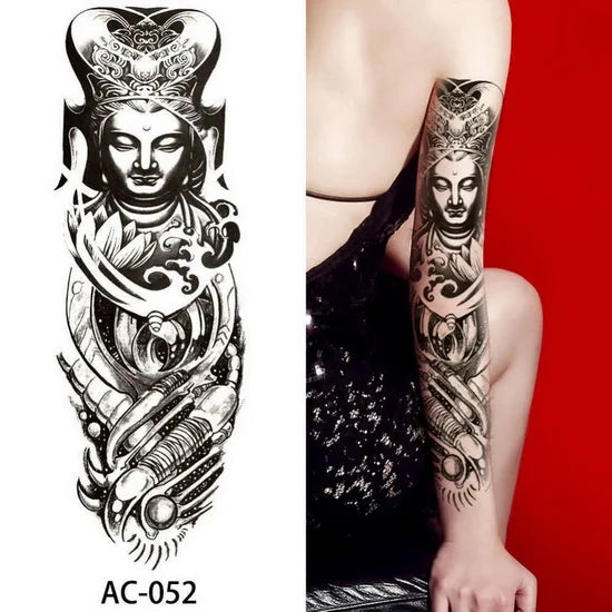 Big Arm Temporary Tattoo Sticker Colorful Peony rose flowers Fake Tattoo Sleeves Flash Tatto Waterproof Body/leg Art paint Women