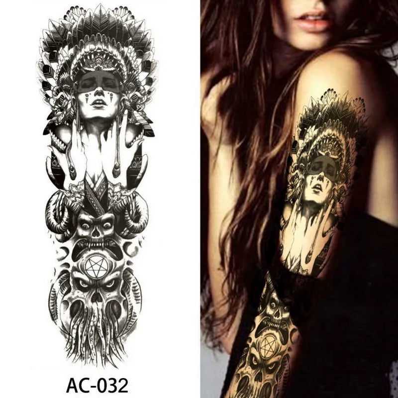 Big Arm Temporary Tattoo Sticker Colorful Peony rose flowers Fake Tattoo Sleeves Flash Tatto Waterproof Body/leg Art paint Women