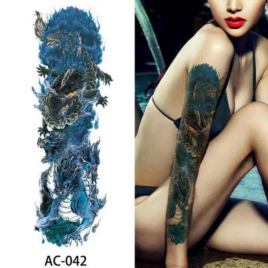 Big Arm Temporary Tattoo Sticker Colorful Peony rose flowers Fake Tattoo Sleeves Flash Tatto Waterproof Body/leg Art paint Women