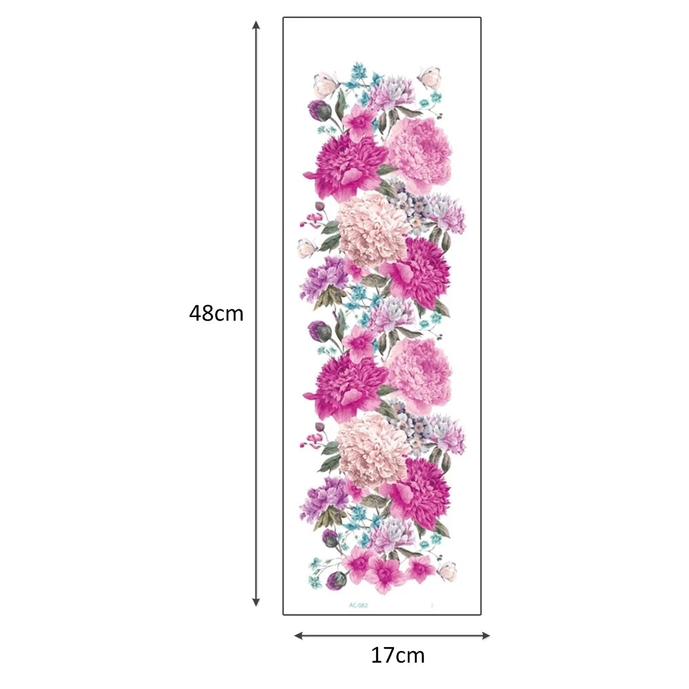 Big Arm Temporary Tattoo Sticker Colorful Peony rose flowers Fake Tattoo Sleeves Flash Tatto Waterproof Body/leg Art paint Women