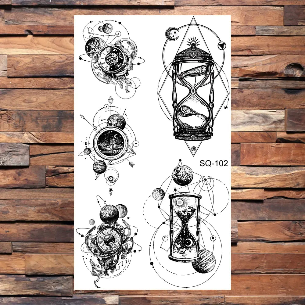 Black Lips Temporary Tattoos For Women Men Realistic Eye Skull Planet String Fake Tattoo Sticker Hand Body Tatoos Hot Sale Small