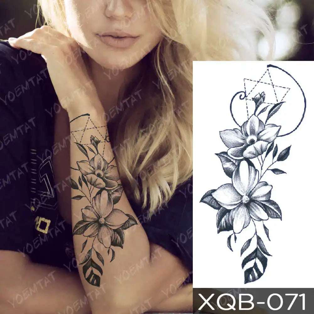 Waterproof Temporary Tattoo Sticker Moon Rose Mandala Lotus Flash Tattoos Lion Fox Flowers Body Art Arm Fake Tatoo Women Men
