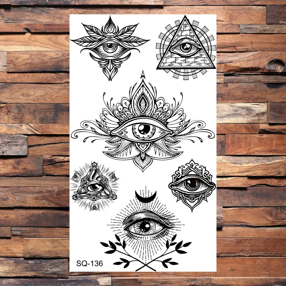 Black Lips Temporary Tattoos For Women Men Realistic Eye Skull Planet String Fake Tattoo Sticker Hand Body Tatoos Hot Sale Small