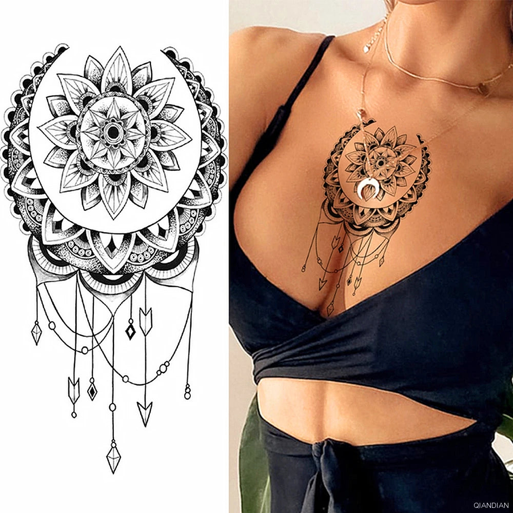 Watercolor Arm Letter Temporary Tattoos Sleeve English Word Lip Print Feather Decorate Realistic Fake Body Women Totem Sticker