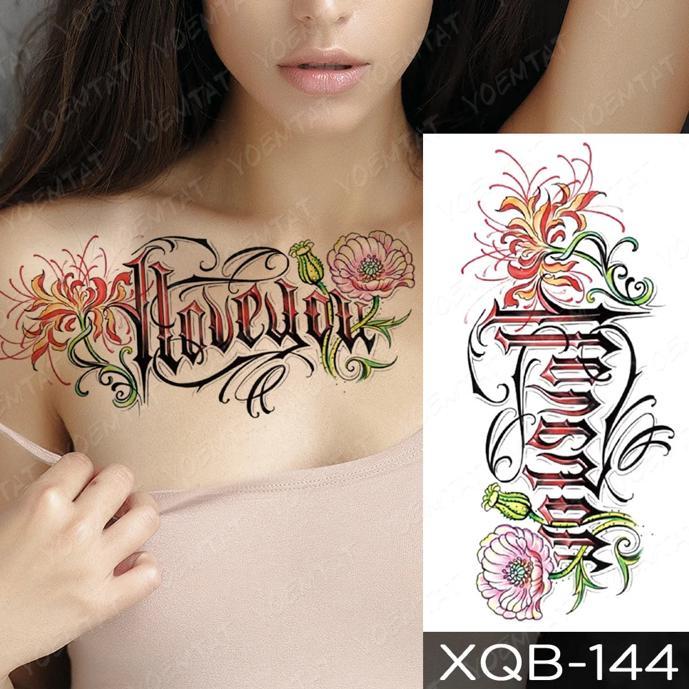 Waterproof Temporary Tattoo Sticker FLowers Dream Catcher Flash Tattoos Flowers Bird Rose Body Art Arm Fake Sleeve Tatoo Women