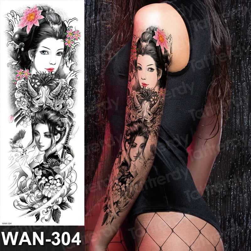 sexy tattoo stockings thigh leg temporary tatoos for women girls body stickers flowers peonies carp fish dragon snake tattoo big