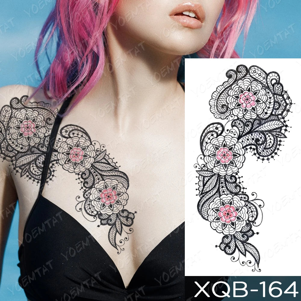 Waterproof Temporary Tattoo Sticker FLowers Dream Catcher Flash Tattoos Flowers Bird Rose Body Art Arm Fake Sleeve Tatoo Women