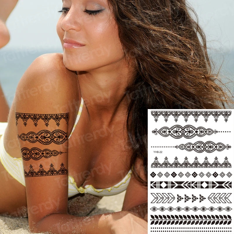 sexy tatoo for women temperary tattoo leg stocking black henna lace tattoo sticker girl water fake tatoo decal big size body art