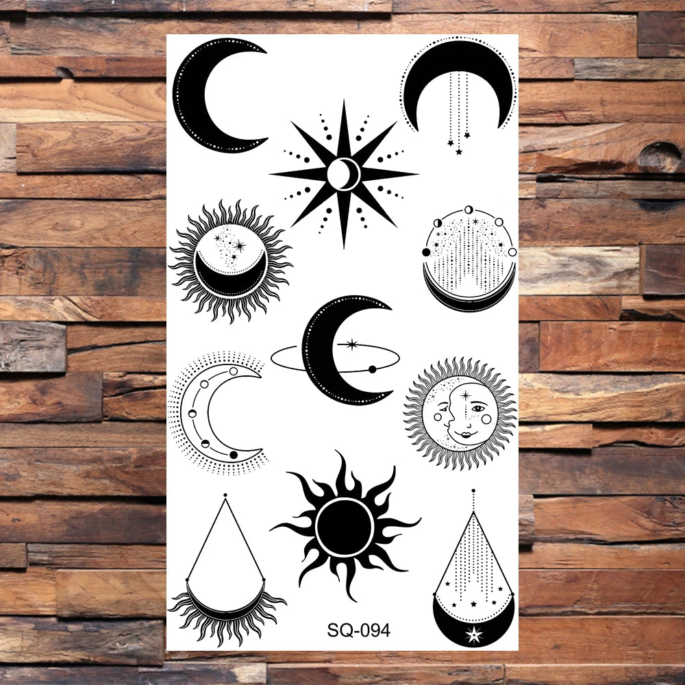 Black Lips Temporary Tattoos For Women Men Realistic Eye Skull Planet String Fake Tattoo Sticker Hand Body Tatoos Hot Sale Small